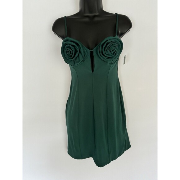 NWT AFFRM Women’s Green Bodycon Mini Dress Flower Bust Size M - Picture 1 of 6